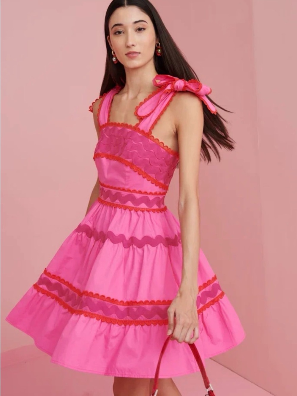 Celia B Jade Dress - Bright Pink Tie-Shoulder Fit & Flare Dress
